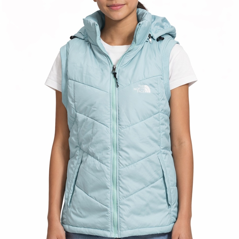 The North Face NEW Light Blue Hooded Zip Up Girl’s Cozy Comfy Down Puffer Vest
